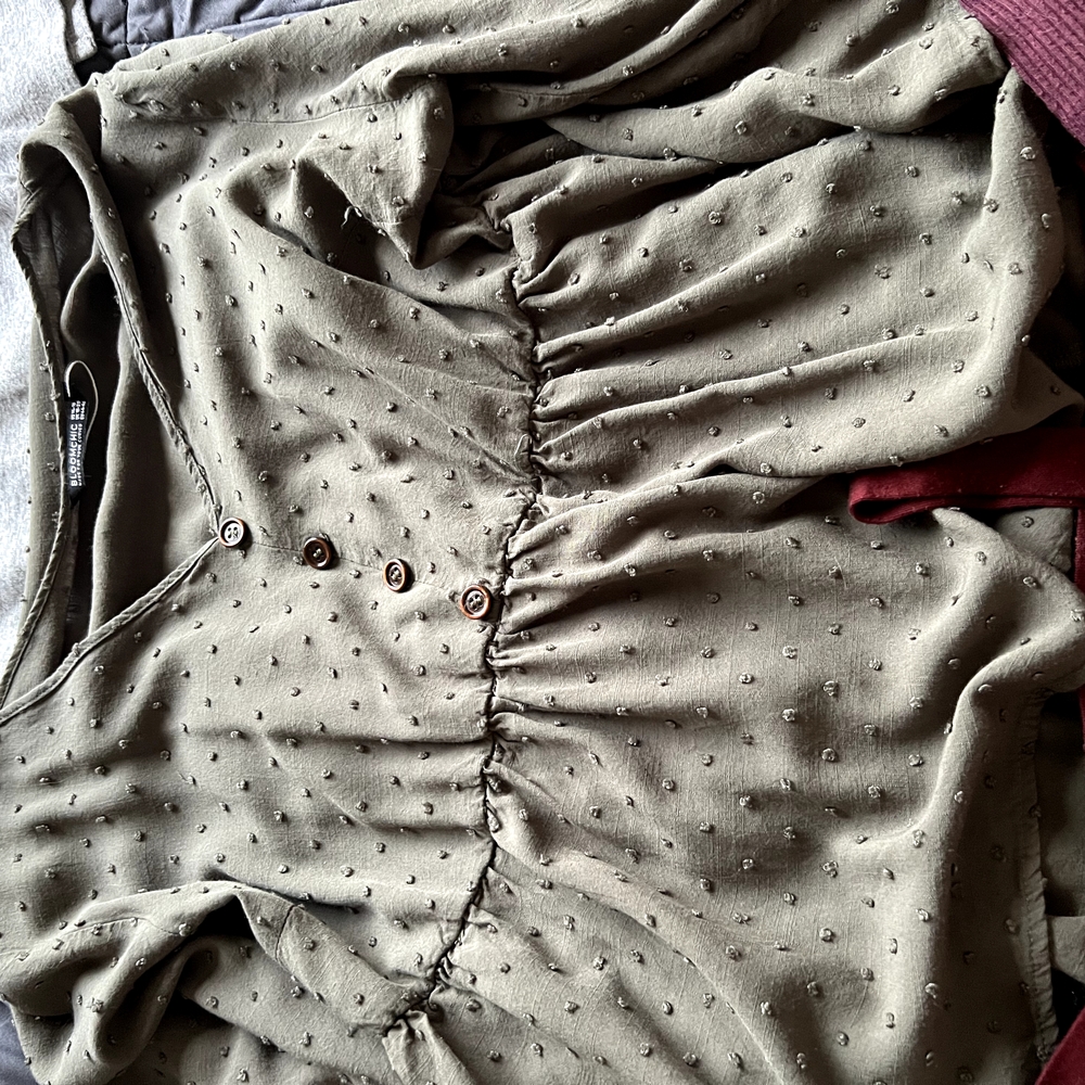 Women's Olive Green Button-Front Top